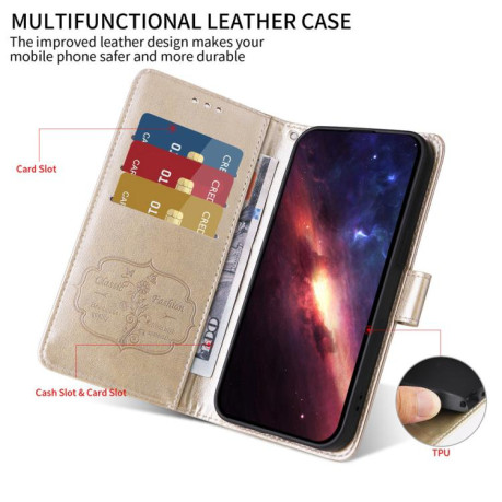 Чохол-книжка Embossed Butterfly Flowers для Xiaomi Redmi Note 14 4G 164.48mm - золотий