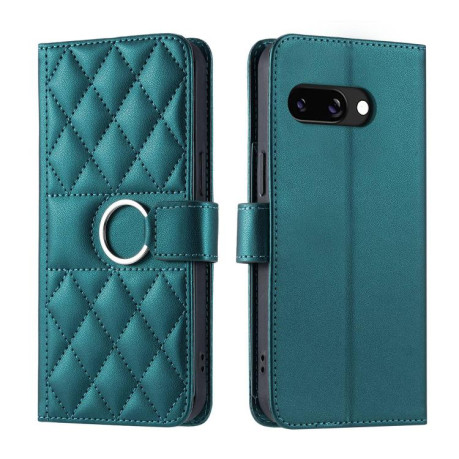 Чохол-книжка Ring Buckle Rhombic Leather для Google Pixel 9a - зелений