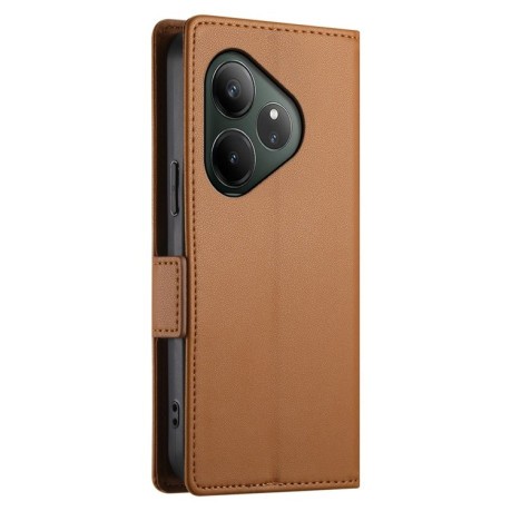 Чехол-книжка Side Buckle Magnetic Frosted Leather для Realme GT 6 Global/ Realme GT 6 4G - коричневый