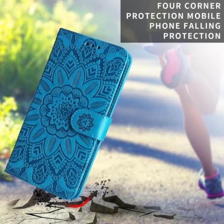 Чехол-книжка Embossed Sunflower для Xiaomi Redmi Note 14 4G 164.84mm - синий