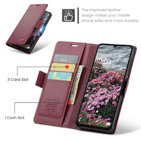 Чехол-книжка CaseMe 023 Butterfly Buckle Litchi Texture RFID Anti-theft Leather на Samsung Galaxy A07 / A06 - красный