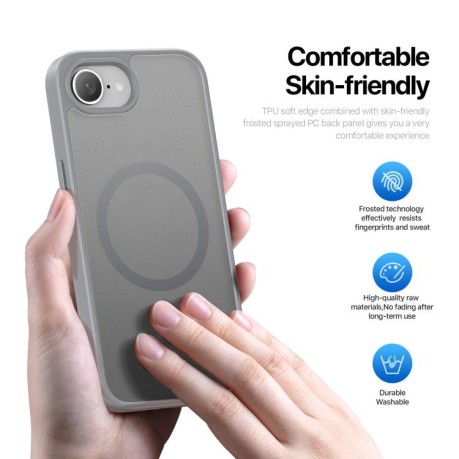 Чехол-книжка DUX DUCIS Yind Series MagSafe TPU Hybrid PC на  для iPhone 16e - серый