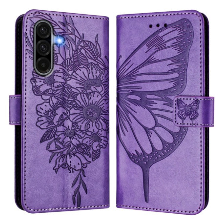 Чехол-книжка Embossed Butterfly для Samsung Galaxy A56 5G - фиолетовый