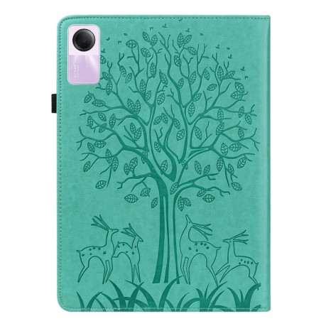 Чехол-книжка Tree Deer Embossed Leather для Xiaomi Redmi Pad SE - зеленый