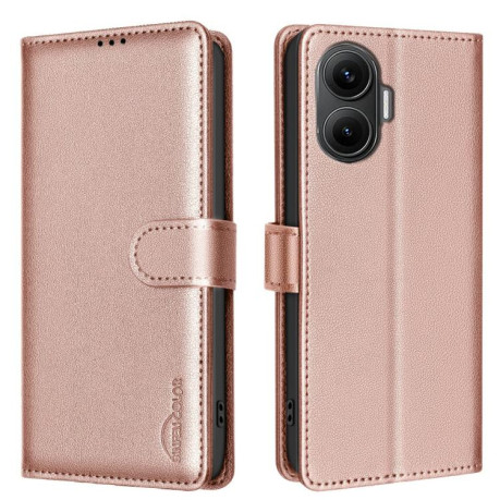 Чехол-книжка Litchi Texture RFID Anti-theft Leather для Xiaomi Poco F7 5G - золотой