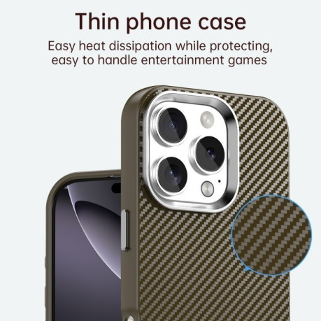 Ударозахисний чохол HMC Carbon Fiber Series IMD на iPhone 16 Pro Max - коричневий