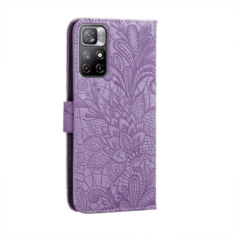 Чехол-книжка Lace Flower для Xiaomi Redmi Note 11 / Poco M4 Pro 5G - фиолетовый
