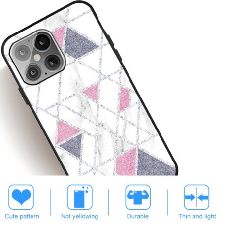 Противоударный чехол Frosted Fashion Marble для iPhone 13 - White Pink Triangle
