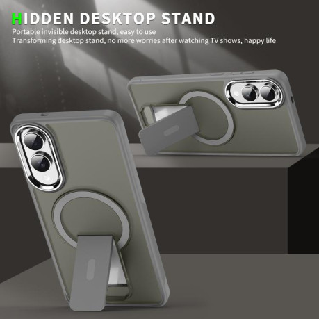 Противоударный чехол Acrylic Hybrid TPU MagSafe Holder для Samsung Galaxy S25 Edge 5G - золотой