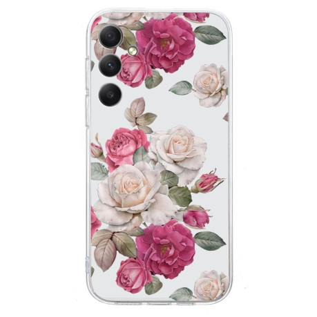 Чехол Colored Drawing Pattern Transparent TPU для Samsung Galaxy S24 FE 5G - Peony