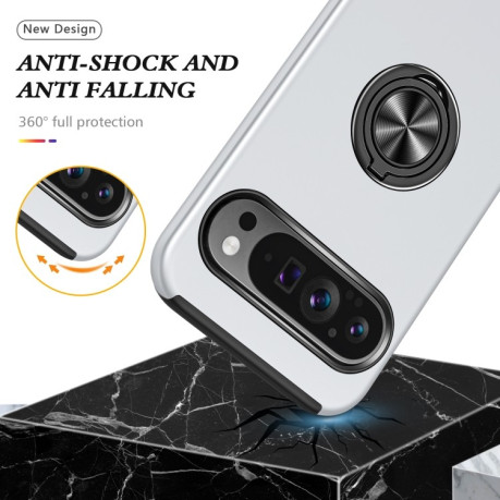 Противоударный чехол HMC 360 Degree Rotating Holder для Google Pixel 9 Pro - серебристый