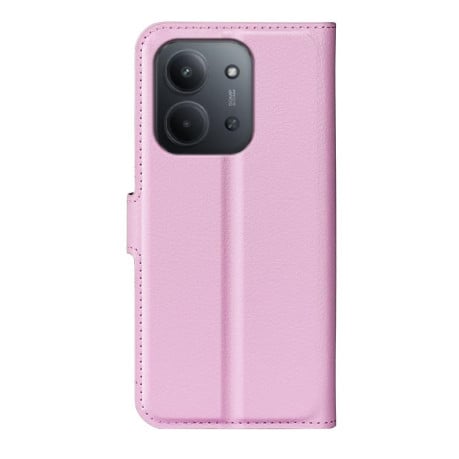 Чехол-книжка с фактурой Litchi и магнитным хлястиком на Xiaomi Redmi 15C 5G / 4G EU 173mm - розовый