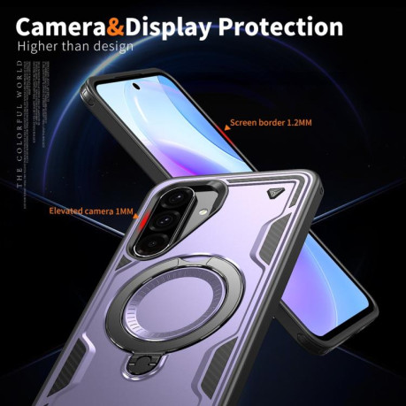 Противоударный чехол MagSafe Holder Armor PC Hybrid для Samsung Galaxy A56 5G - фиолетовый