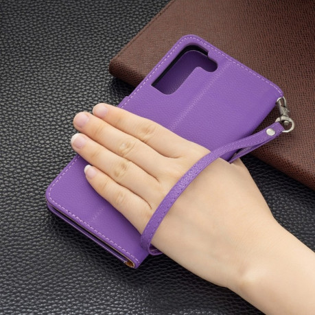 Чехол-книжка Litchi Texture Pure Color на Samsung Galaxy S22 Plus 5G - фиолетовый
