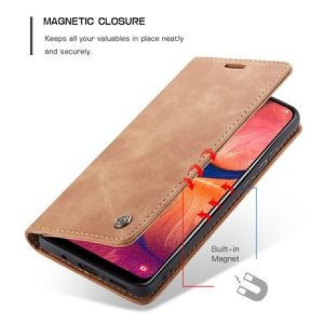 Кожаный чехол-книжка CaseMe-013 Multifunctional Retro Frosted Horizontal Flip на Samsung Galaxy A20 / A30-коричневый