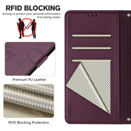 Чехол-книжка Embossing Stripe RFID для Realme C63 / C61 - фиолетовый