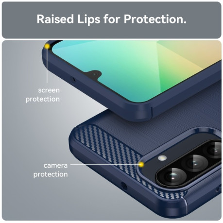 Противоударный чехол Brushed Texture Carbon Fiber на Samsung Galaxy A26 5G - синий