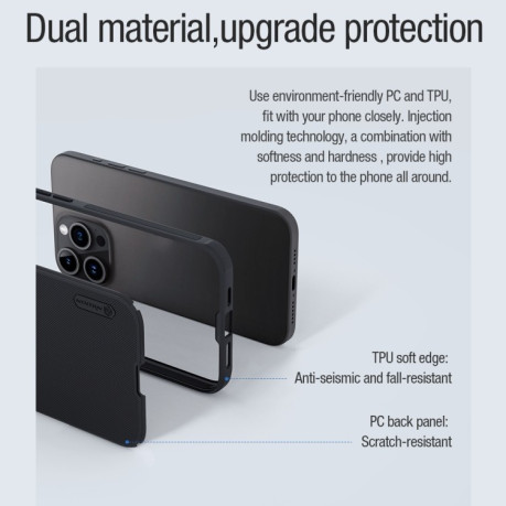Противоударный чехол NILLKIN Frosted Shield Pro Magnetic Magsafe для iPhone 15 Pro - черный