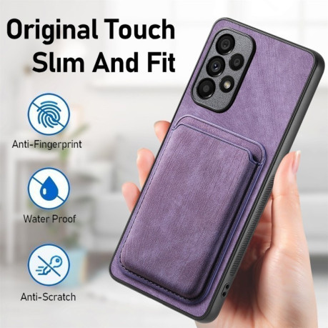 Противоударный чехол Magnetic Wallet Card для Samsung Galaxy A35 5G - фиолетовый