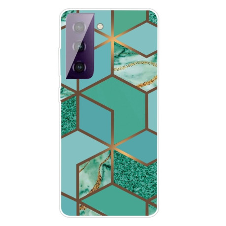 Противоударный чехол Marble Pattern для Samsung Galaxy S21 - Rhombus Green