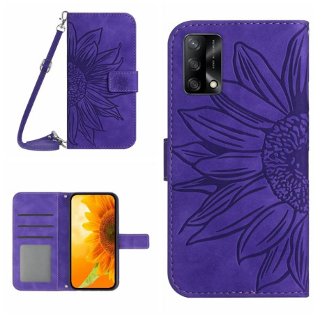 Чохол-книжка Skin Feel Sun Flower для OPPO A74 4G - темно-фіолетовий
