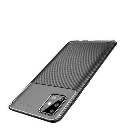 Противоударный Чехол Beetle Series Carbon Fiber на Samsung Galaxy A51 - черный