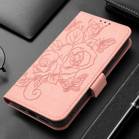 Чохол-книжка Embossed Rose RFID Anti-theft Leather для Realme GT 6T 5G Global - рожевий