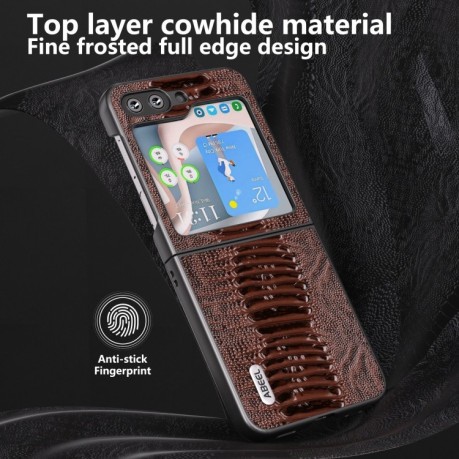 Противоударный кожаный чехол Genuine Leather Weilai Series для Samsung Galaxy Flip 5 - синий