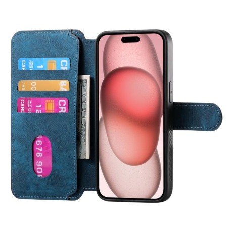 Чехол-книжка CaseNeo MagSafe RFID Anti-theft Retro Leather для iPhone 16e - синий