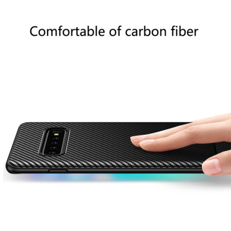 Карбоновый чехол Lewei Series на Samsung Galaxy S10 Plus-черный