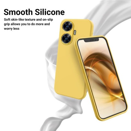 Силиконовый чехол Solid Color Liquid Silicone для Realme C55 - желтый