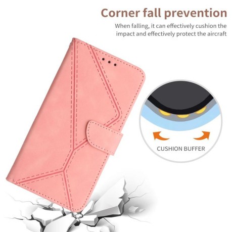 Чехол-книжка Stitching Embossed Leather для Motorola Edge 60 - розовый
