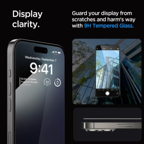 Комплект захисного скла Spigen Alm Glass Fc для iPhone 15 Pro Black