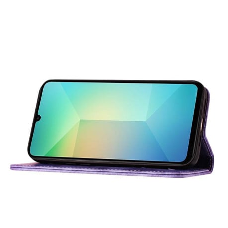 Чохол-книжка з тисненням Butterfly Cat м'яка фактура з магнітним хлястиком на Samsung Galaxy A07 4G / A06 4G - фіолетовий