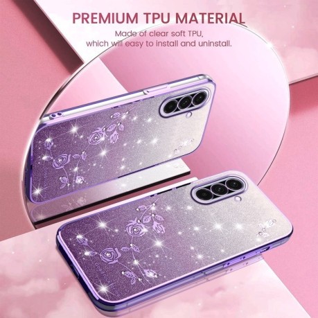 Протиударний чохол Gradient Glitter Flower All-inclusive для Samsung Galaxy A36 - фіолетовий