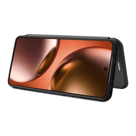 Чехол-книжка Carbon Fiber Texture на Realme GT 7 - черный