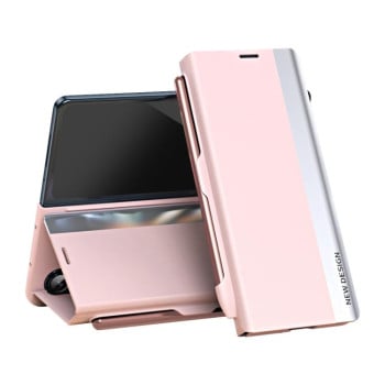 Чохол-книжка з металізованою рамкою Side Electroplated з тримачем для стілуса Pen Slot на Samsung Galaxy Fold 7 5G - рожевий