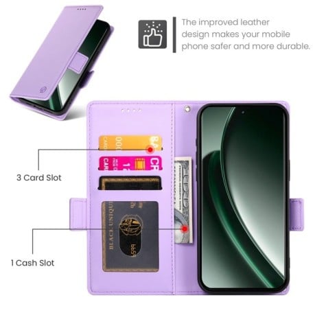 Чехол-книжка Side Buckle Magnetic Frosted Leather для Realme GT 6 Global/ Realme GT 6 4G - фиолетовый