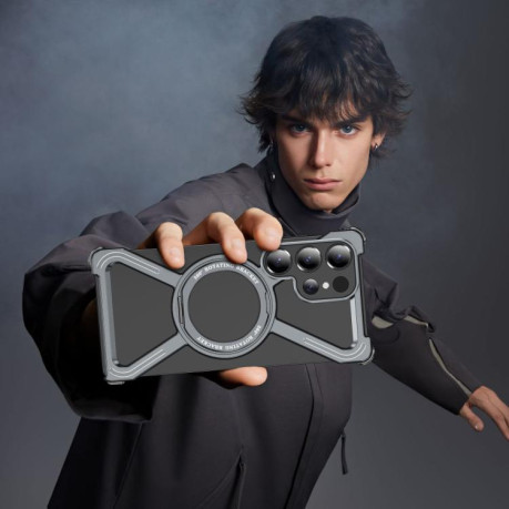 Протиударний чохол Titanium Alloy MagSafe Magnetic Airbag Shockproof для Samsung Galaxy S25 Ultra 5G - сірий