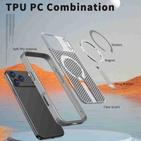 Чохол kalebol Honeycomb Cooling з MagSafe та підставкою на iPhone 17 Pro - сірий