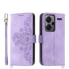 Чехол-книжка Skin-feel Flowers Embossed для Xiaomi Redmi Note 13 Pro+ - фиолетовый