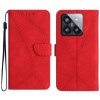 Чехол-книжка Stitching Embossed Leather For Xiaomi 14 Pro - красный