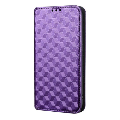 Чехол-книжка Cubic Grid Texture Flip Leather для Xiaomi Redmi Note 14 4G 164.84mm - фиолетовый