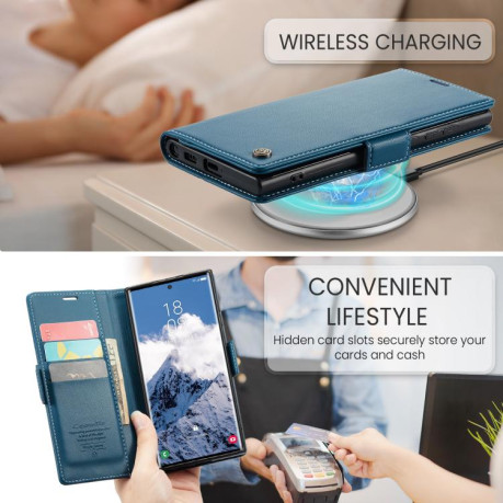 Чехол-книжка CaseMe 023 Butterfly Buckle Litchi Texture RFID Anti-theft Leather для Samsung Galaxy S25 Ultra 5G - синий