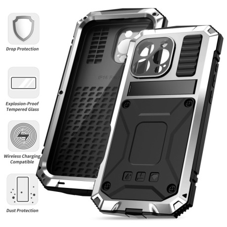Противоударный чехол R-JUST Life Waterproof для iPhone 16 Pro  - серебристый