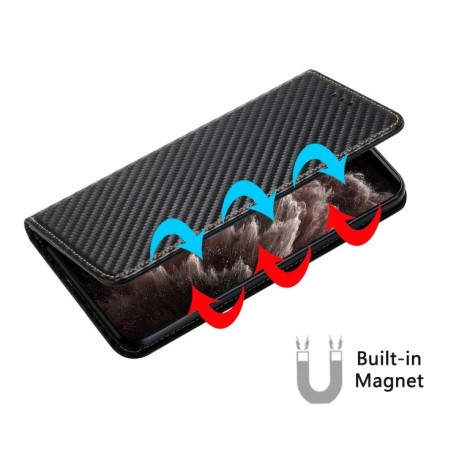 Чохол-книжка Carbon Fiber Texture Magnetic Flip для iPhone 16 Pro Max - чорний
