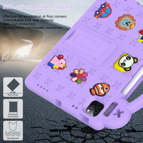 Противоударный чехол Handle Kickstand Children EVA для iPad 11(2025)/iPad 10.9 (2022) - фиолетовый