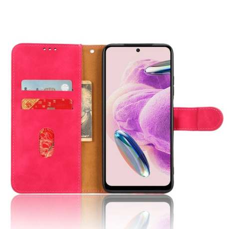 Чехол- книжка Skin Feel Magnetic для Xiaomi Redmi Note 12S 4G - пурпурно-красный