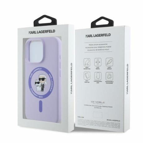 Оригінальний чохол Karl Lagerfeld Choupette Heads Ring MagSafe для iPhone 16 Pro Max - purple