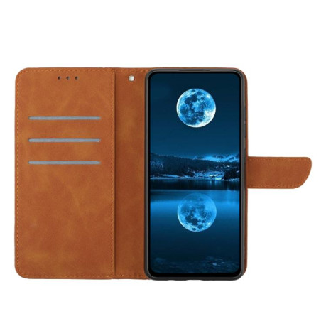 Чехол-книжка Stitching Embossed Leather для Motorola Edge 60 - коричневый